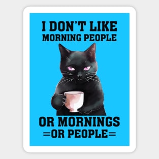 Funny Black Cat Drinking Coffee Magnet